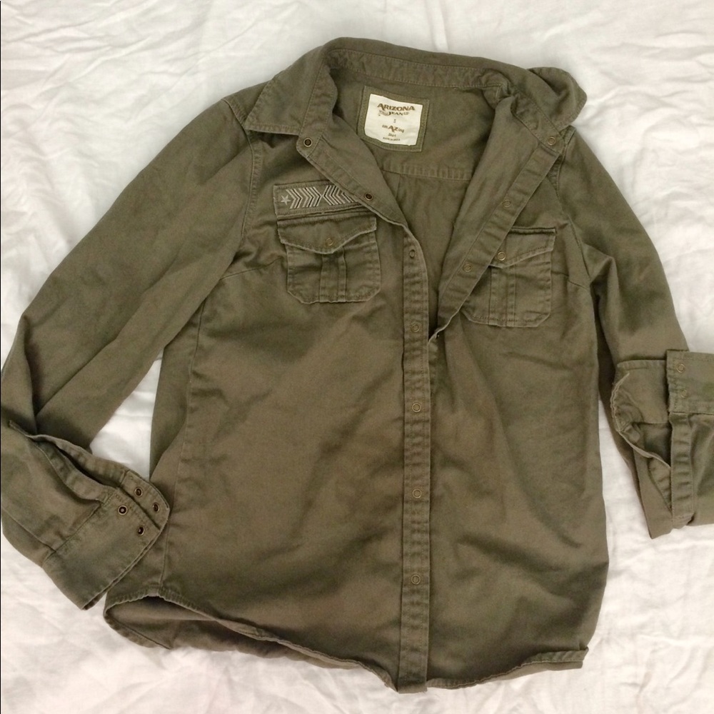 Juniors Olive Green Shirt Jacket